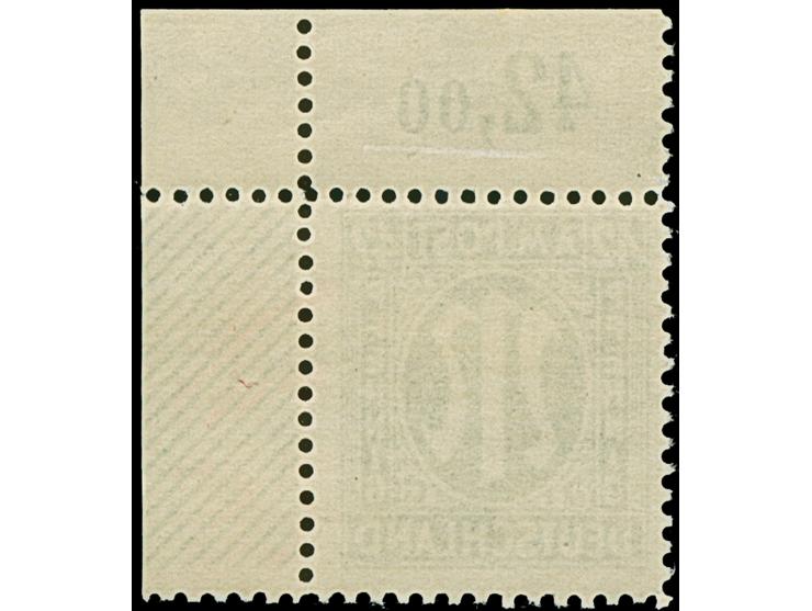 1945, Deutscher Druck, 42 Pfg., gez. 11, rechte obere Bogenecke mit handschriftlicher, roter, vierstelliger Bogenzählnummer “