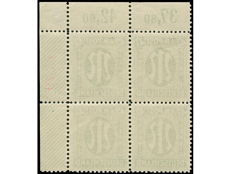 1945, Deutscher Druck, 42 Pfg., gez. 11½, Viererblock aus der rechten oberen Bogenecke, mit roter, vierstelliger Bogenzählnum