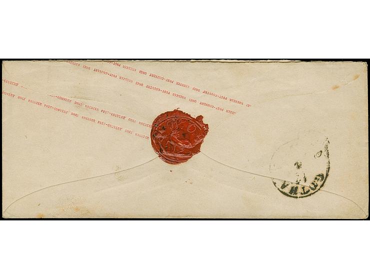 1865, Umschlag 3 Kr. rosa im Damenformat mit leicht aufgesetzter Nr. "258" und sauber nebengesetztem Fingerhutstempel "MEININ
