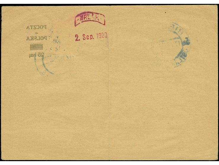 1920, S.O. overprint on 25f. as tied by cds. “BIELITZ ÖSTERR. 17.VI.20” as additional franking on proof of sending receipt Kr