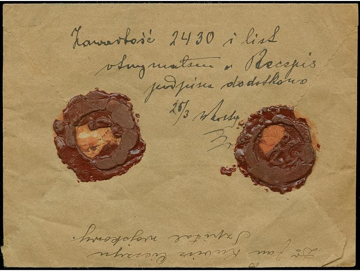 1920, S.O. overprint on 5 and 50 f. and 5 k., tied by bilingual cds. “TESCHEN 23.III.20” to value declared cover to Krakow, r