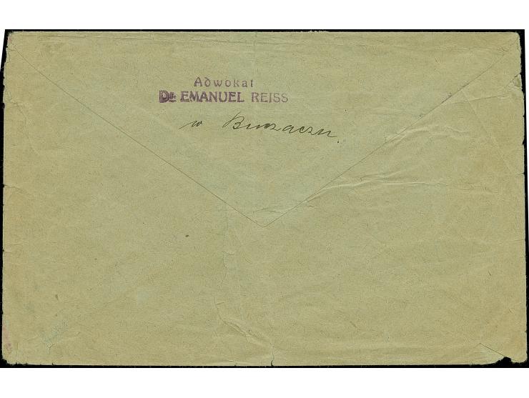 1918, Emperor Charles I. 15 h., horizontal strip of four and horizontal pair, tied by cyrillic cds. “BUCZACZ 14.III.19” to re