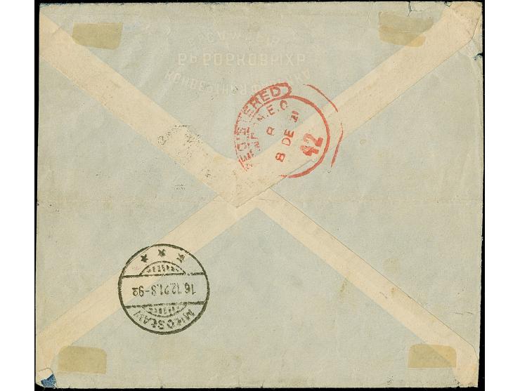 1920, 20k. on 14k. cobalt/red tied by cds. "VLADIVOSTOK 28 10 21" to registered cover with Russian and French r-label to Milo