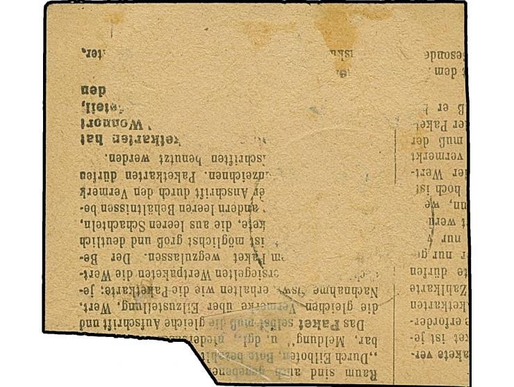 “29/(Ostingersleben)Eilsleben a” in violett &nbsp;auf 4 Werten 60 Pfg. braun, mit 40 Pfg. 29/Eilsleben auf Paketkartenausschn