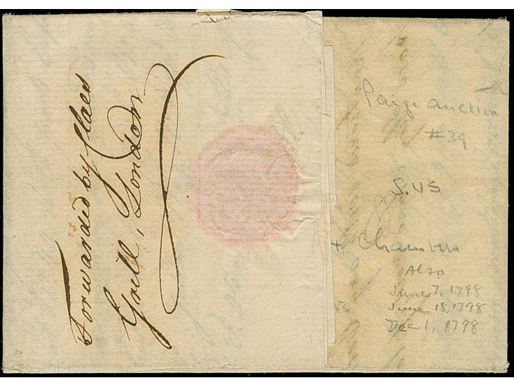 1798, folded entire with full contents from St Petersburg to Providence, Rhodes Island, endorsed on the flap “Forwarded by Cl