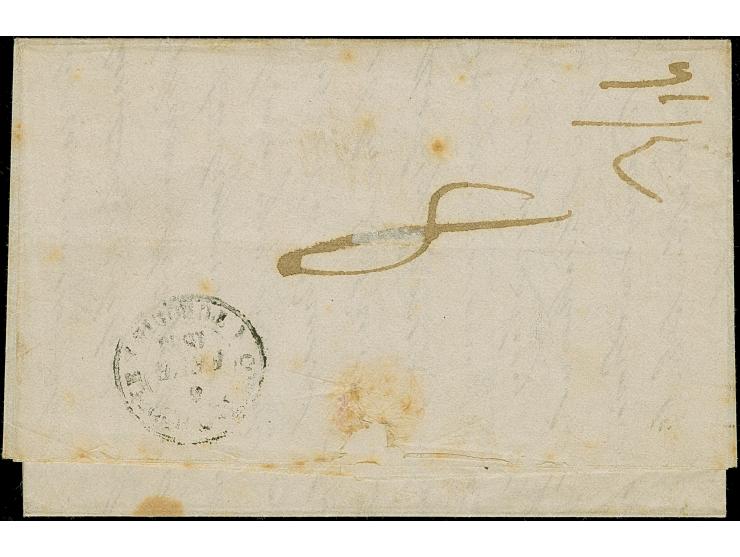 1843, entire folded letter from “SMYRNE 4.Fevr.1843”, boxed “P.P.' in black alongside, sent to Constantinople with arrival cd
