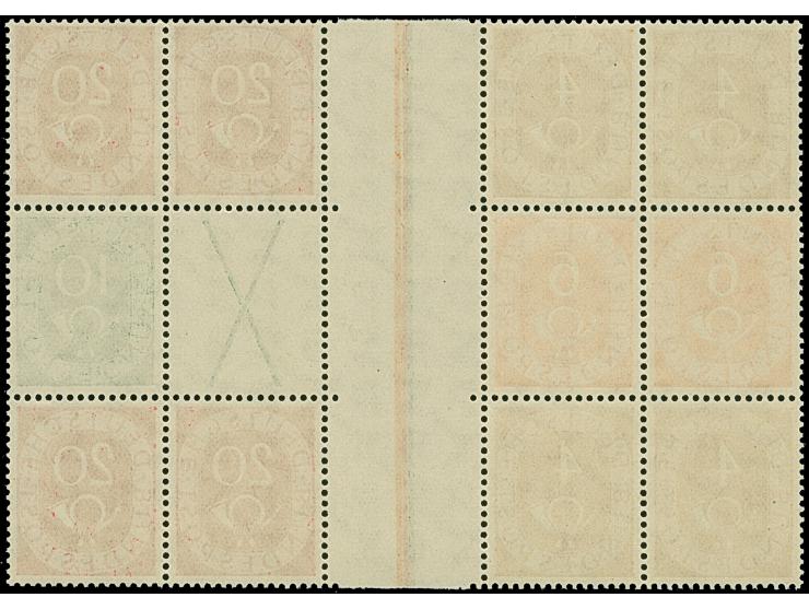 Posthorn 20+X+20 innerhalb eines Blockstückes mit 3 Zwischensteg-Streifen, postfrisch, Fotoattest H.-D.Schlegel BPP (2024)