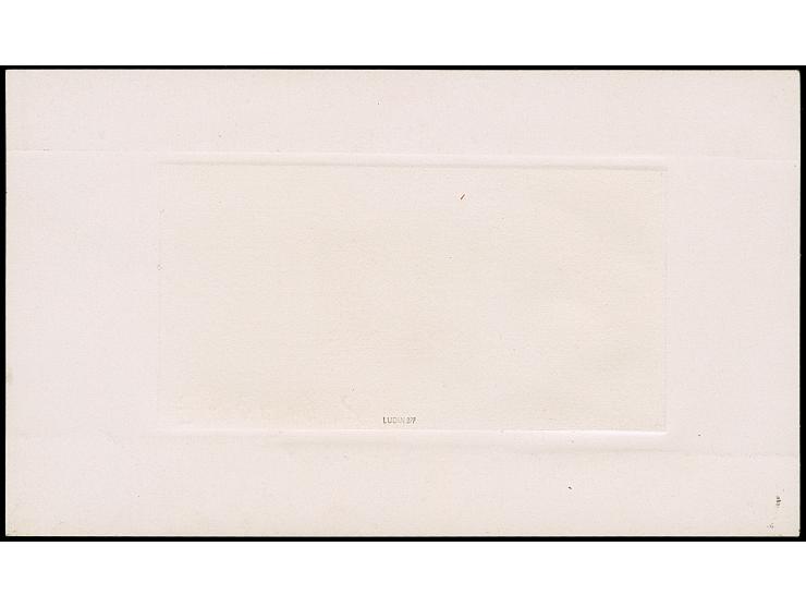 Braunes Band 42+108 Pfg. schwarz, ungezähnter Probedruck ohne Inschriften auf Chromopapier im Format 142x83 mm, ungebraucht o