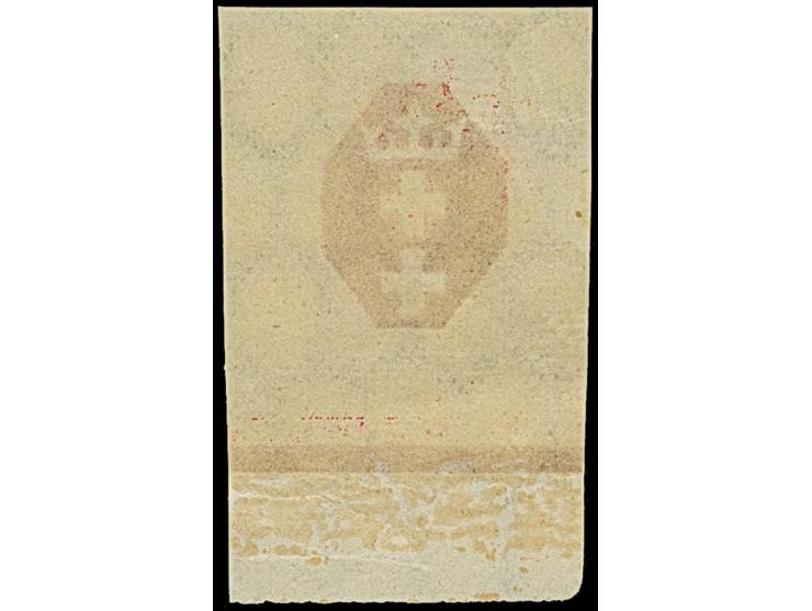 1921, Kleines Staatswappen 30 Pfg., Phasendruck nur des Mittelstücks in rot, Unterrandstück, postfrisch, leichte Knitter nur 