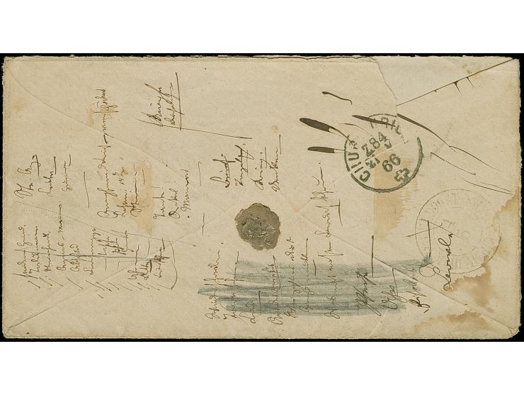 1862, 30 Rp. zinnober, auf Brief mit auf- und nebengesetztem EKr. “CHUR 21 MAI 66 VORMITTAG” an Leutnant von Egidy im Branden