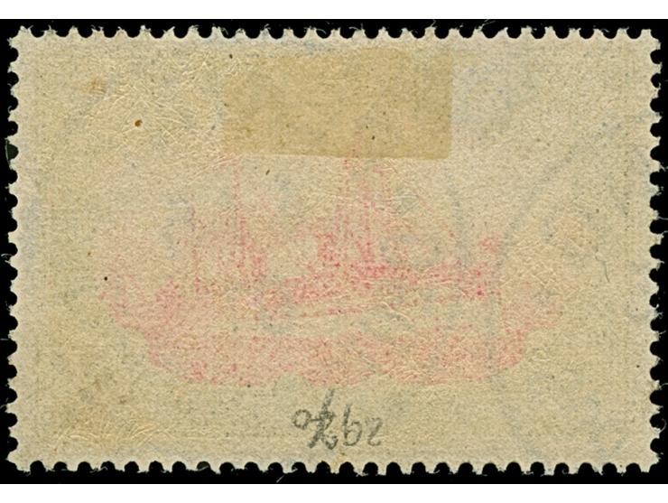 PETSCHILI: Kiaoutschou 5 M. grünschwarz/bräunlichkarmin, farbfrisch und sehr gut gezähnt, sauber mit klarem EKr. “PEKING 4/5 