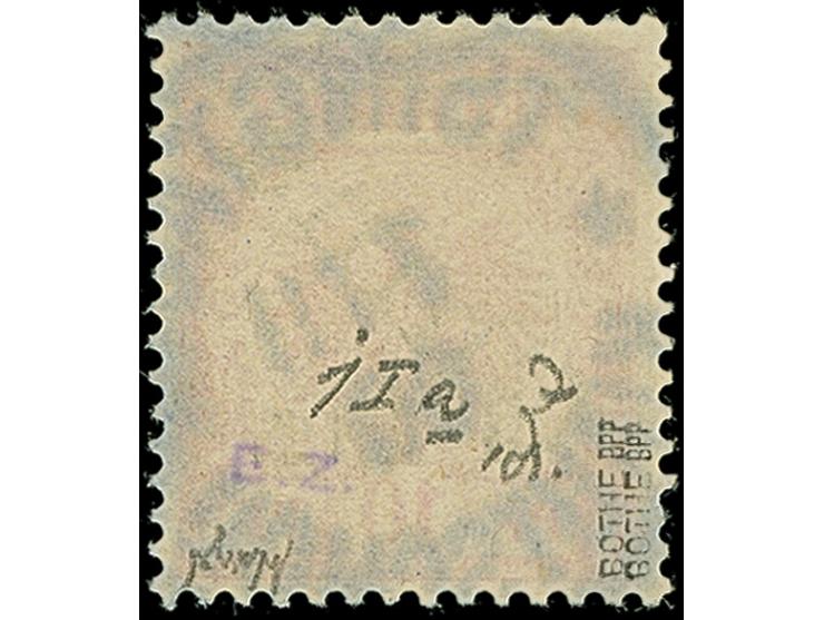 1900, 1. Tsingtau-Ausgabe, Diagonaler Aufdruck, 5 auf 10 Pfg. lebhaftlilarot, Aufdrucktype 3, ohne Blaustrich, farbfrisch und