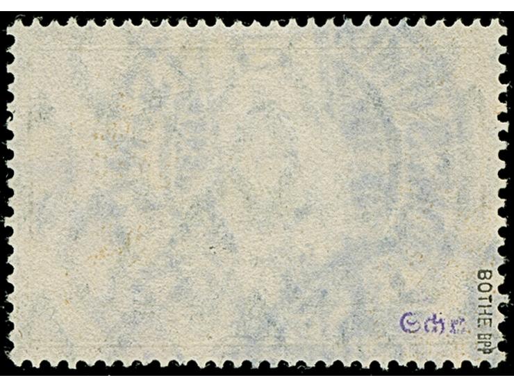 1905, Kaiseryacht 1 $. schwärzlichblau, 26:17 Zähnungslöcher, mit Retusche “Wertziffer 1 kreuzweise schraffiert”, farbfrisch 