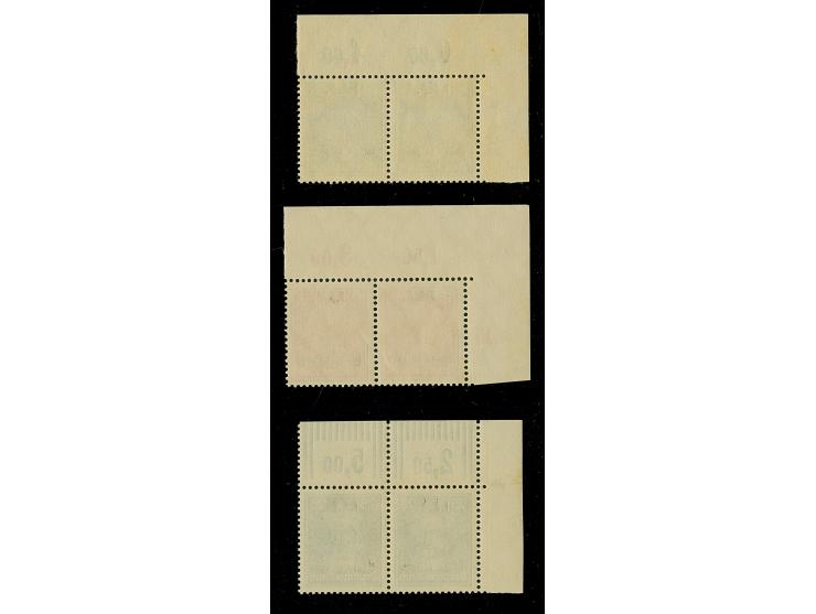 1927, I.A.A. 8-25 Pfg., jeweils aus der linken oberen Bogenecke, dabei 8 Pfg. und 15 Pfg. mit Aufdruckfehler '0 links abgesch