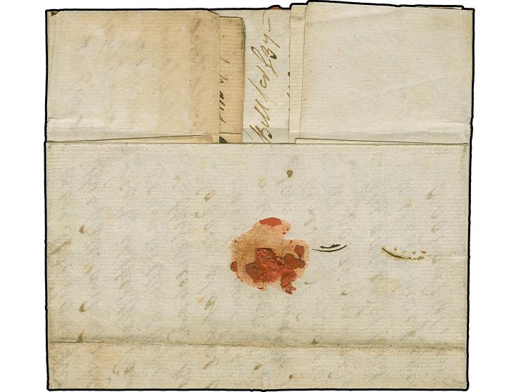 1813, Faltbrief datiert “Helegland Jan 14 1813” aus der berühmten Malcolm/Hull-Korrespondenz, taxiert mit "2/6", rückseitig D