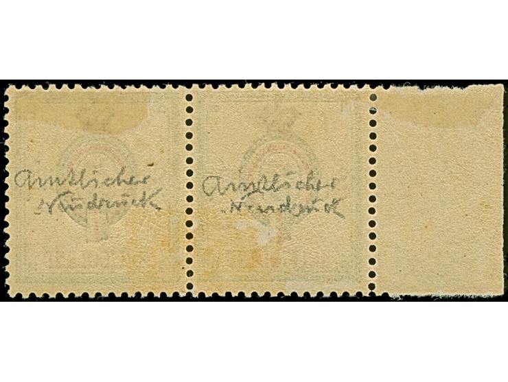 1890, Amtlicher Neudruck 5 M. dunkelgraugrün/karminrot/schwarz, waagerechtes Paar mit linkem Seitenrand, farbfrisch und gut g