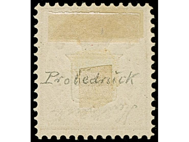 1876, 20 Pfg. rot/gelb/grün, Probedruck auf dickem, ungummierten Papier mit Linienzähnung 12½, sehr schön farbfrisch und gut 