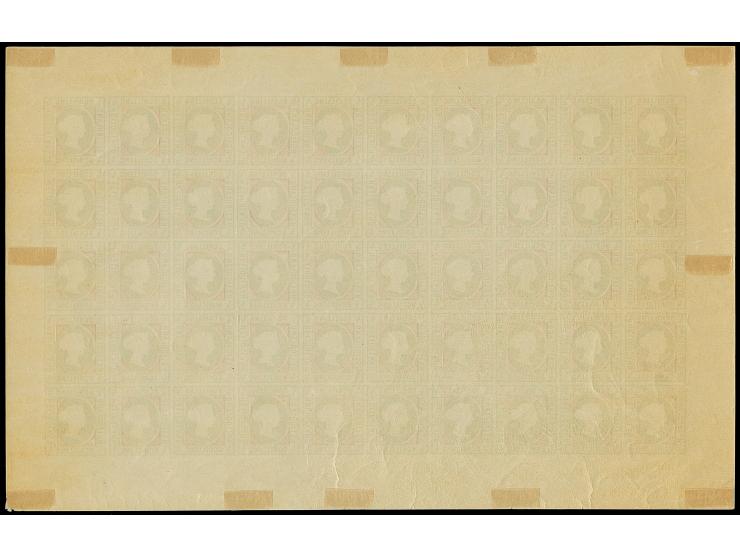 HAMBURGER: 1891/95, ½ Sch. grün/rosa, geschnitten, ohne Prägedruck, kompletter Bogen, postfrisch bzw. 2 Werte bzw. Rand ungeb