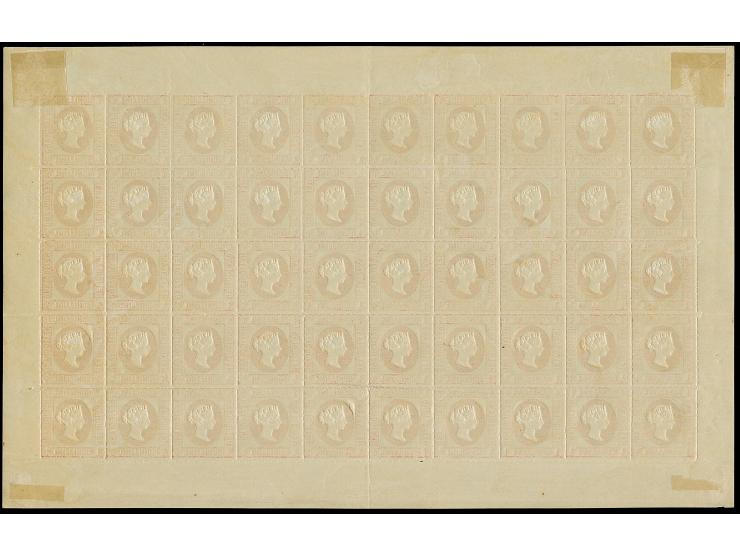 HAMBURGER: 1891/95, 1 Sch. rosakarmin/grün, durchstochen, mit Prägung, kompletter Bogen, Feld 17 mit typischem Zwickelfehler,