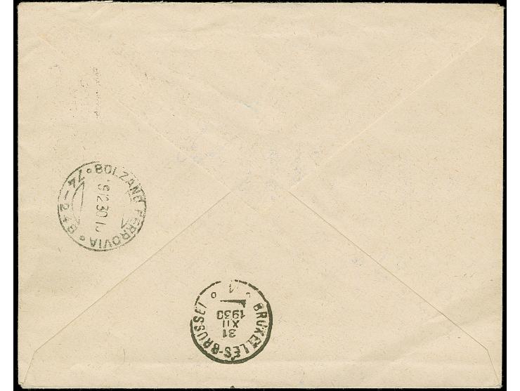 1930, Vergil 50 c.-9 l. cpl. on registered airmail cover with cds. BOLZANO FERROVIA 9.12.30" to Brussels with receiving cds.,
