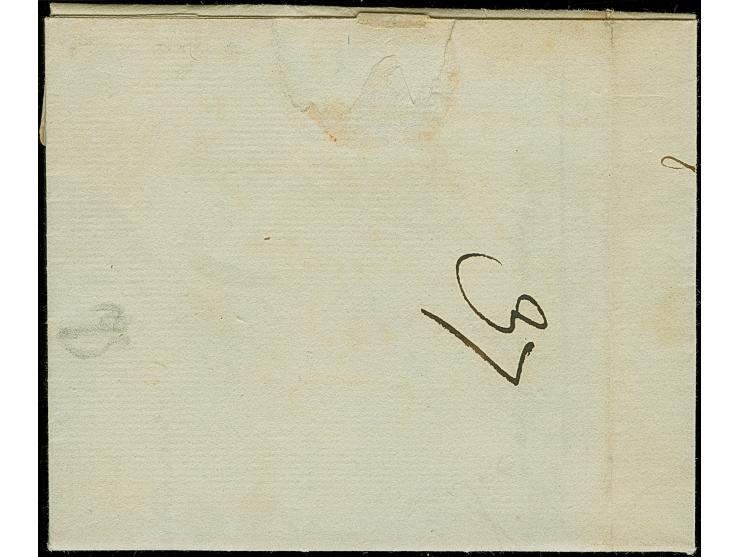 1781, "T" (Tournai) on entire letter to Gand, rated "3" sols (1729 Tariff General)