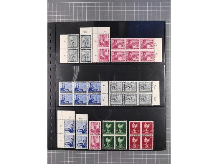 1933/45, postfrischer Bestand mit Viererblöcken, Olympia Bl. etc.
