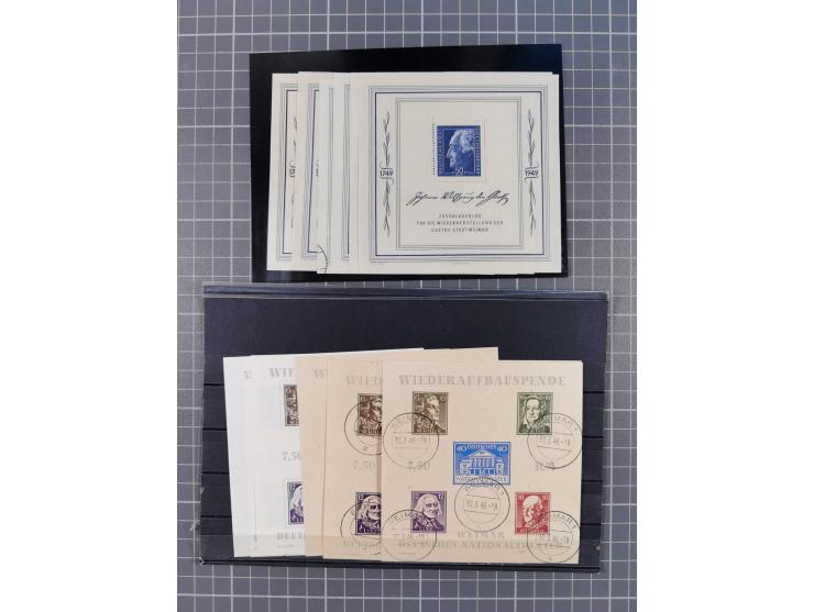 1945/53 (ca.), postfrische, ungebrauchte und gestempelte Partie in 3 Steckbüchern, dabei u.a. einige Poschta, Bl. 2(4), Bl. 4