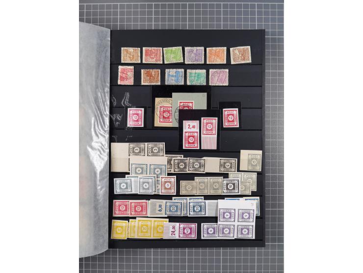 1945/53 (ca.), postfrische, ungebrauchte und gestempelte Partie in 3 Steckbüchern, dabei u.a. einige Poschta, Bl. 2(4), Bl. 4