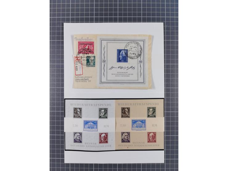 1945/53 (ca.), postfrische, ungebrauchte und gestempelte Partie in 3 Steckbüchern, dabei u.a. einige Poschta, Bl. 2(4), Bl. 4