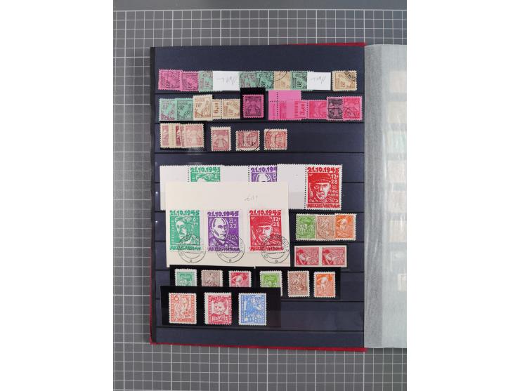 1945/53 (ca.), postfrische, ungebrauchte und gestempelte Partie in 3 Steckbüchern, dabei u.a. einige Poschta, Bl. 2(4), Bl. 4