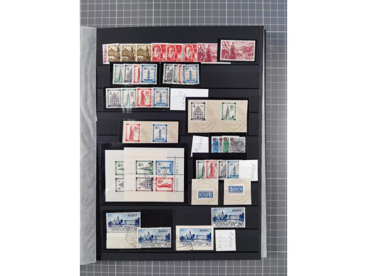 1945/49, postfrische, ungebrauchte und gestempelte Partie in 3 Steckbüchern, dabei u.a. 3 Rotkreuz-Blocks mit Fotoattesten We