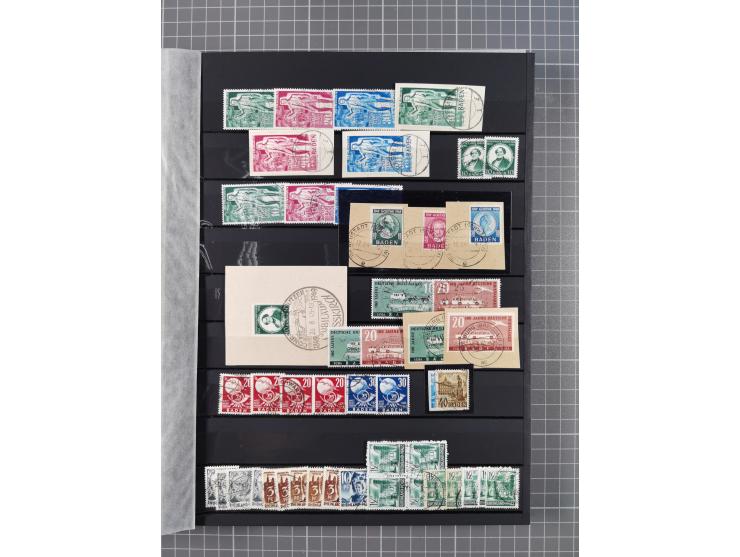 1945/49, postfrische, ungebrauchte und gestempelte Partie in 3 Steckbüchern, dabei u.a. 3 Rotkreuz-Blocks mit Fotoattesten We