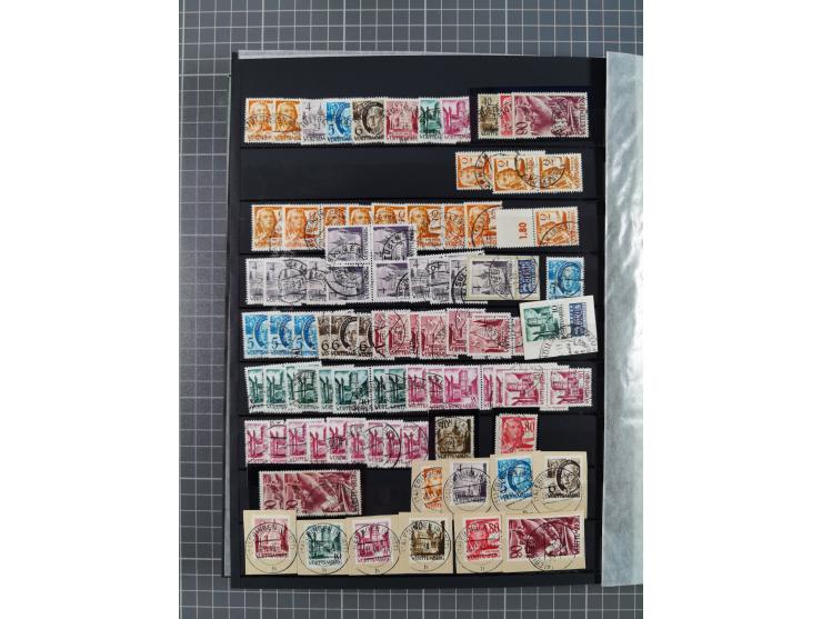 1945/49, postfrische, ungebrauchte und gestempelte Partie in 3 Steckbüchern, dabei u.a. 3 Rotkreuz-Blocks mit Fotoattesten We