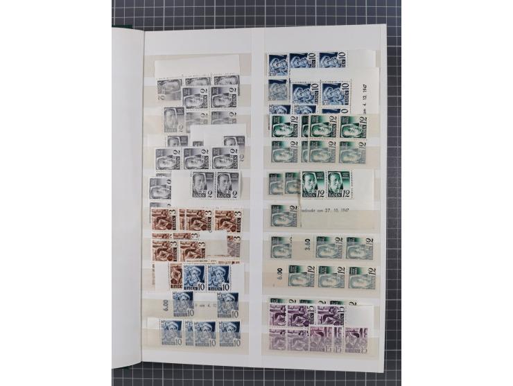 1945/49, postfrische, ungebrauchte und gestempelte Partie in 3 Steckbüchern, dabei u.a. 3 Rotkreuz-Blocks mit Fotoattesten We