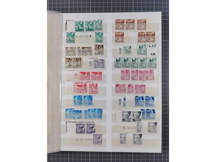 1945/49, postfrische, ungebrauchte und gestempelte Partie in 3 Steckbüchern, dabei u.a. 3 Rotkreuz-Blocks mit Fotoattesten We