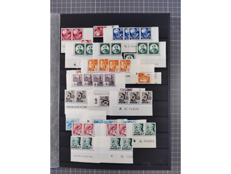 1945/49, postfrische, ungebrauchte und gestempelte Partie in 3 Steckbüchern, dabei u.a. 3 Rotkreuz-Blocks mit Fotoattesten We