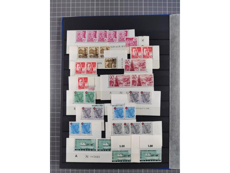 1945/49, postfrische, ungebrauchte und gestempelte Partie in 3 Steckbüchern, dabei u.a. 3 Rotkreuz-Blocks mit Fotoattesten We