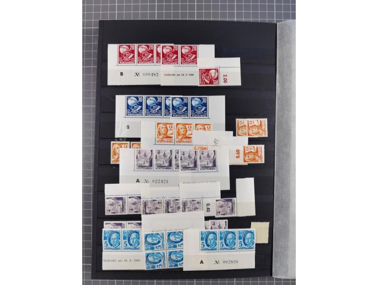 1945/49, postfrische, ungebrauchte und gestempelte Partie in 3 Steckbüchern, dabei u.a. 3 Rotkreuz-Blocks mit Fotoattesten We