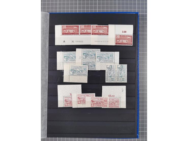 1945/49, postfrische, ungebrauchte und gestempelte Partie in 3 Steckbüchern, dabei u.a. 3 Rotkreuz-Blocks mit Fotoattesten We