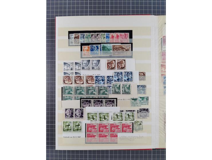 1945/49, postfrische, ungebrauchte und gestempelte Partie in 3 Steckbüchern, dabei u.a. 3 Rotkreuz-Blocks mit Fotoattesten We