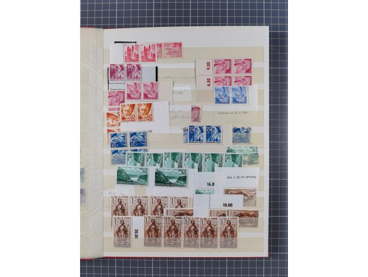 1945/49, postfrische, ungebrauchte und gestempelte Partie in 3 Steckbüchern, dabei u.a. 3 Rotkreuz-Blocks mit Fotoattesten We