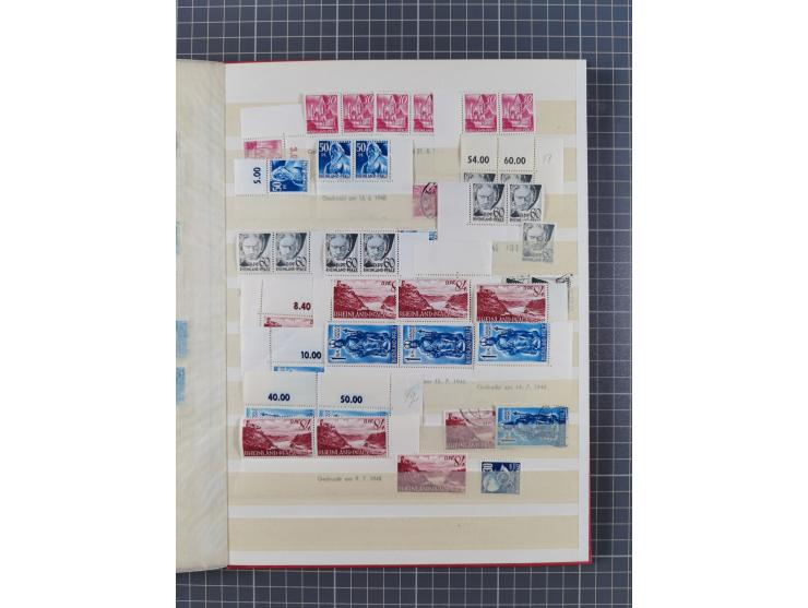1945/49, postfrische, ungebrauchte und gestempelte Partie in 3 Steckbüchern, dabei u.a. 3 Rotkreuz-Blocks mit Fotoattesten We