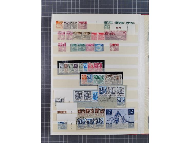 1945/49, postfrische, ungebrauchte und gestempelte Partie in 3 Steckbüchern, dabei u.a. 3 Rotkreuz-Blocks mit Fotoattesten We