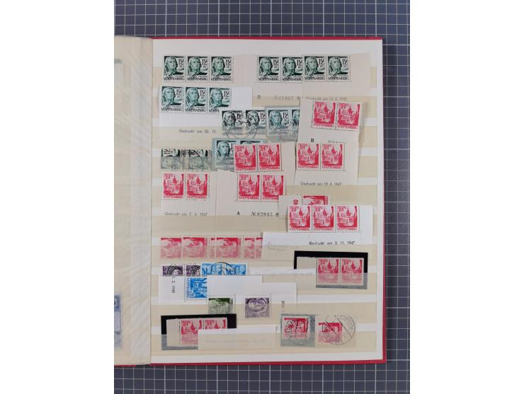1945/49, postfrische, ungebrauchte und gestempelte Partie in 3 Steckbüchern, dabei u.a. 3 Rotkreuz-Blocks mit Fotoattesten We