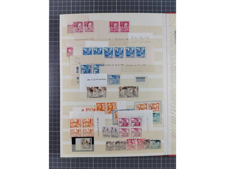 1945/49, postfrische, ungebrauchte und gestempelte Partie in 3 Steckbüchern, dabei u.a. 3 Rotkreuz-Blocks mit Fotoattesten We