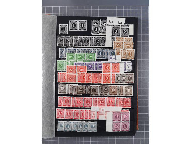 1945/48, Kontrollrat und Bizone, postfrische, ungebrauchte und gestempelte reichhaltige Partie in vier Steckbüchern, dabei me