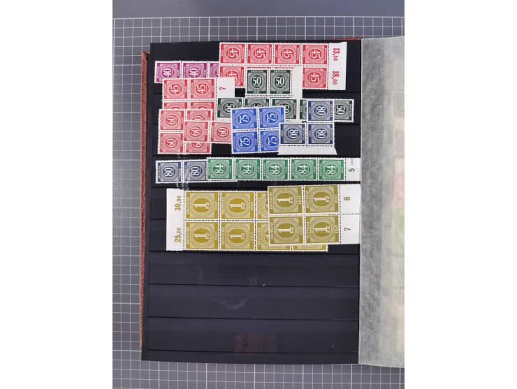 1945/48, Kontrollrat und Bizone, postfrische, ungebrauchte und gestempelte reichhaltige Partie in vier Steckbüchern, dabei me