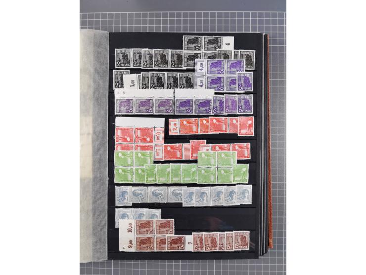 1945/48, Kontrollrat und Bizone, postfrische, ungebrauchte und gestempelte reichhaltige Partie in vier Steckbüchern, dabei me