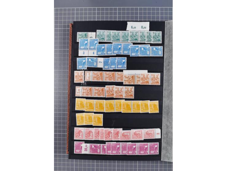 1945/48, Kontrollrat und Bizone, postfrische, ungebrauchte und gestempelte reichhaltige Partie in vier Steckbüchern, dabei me