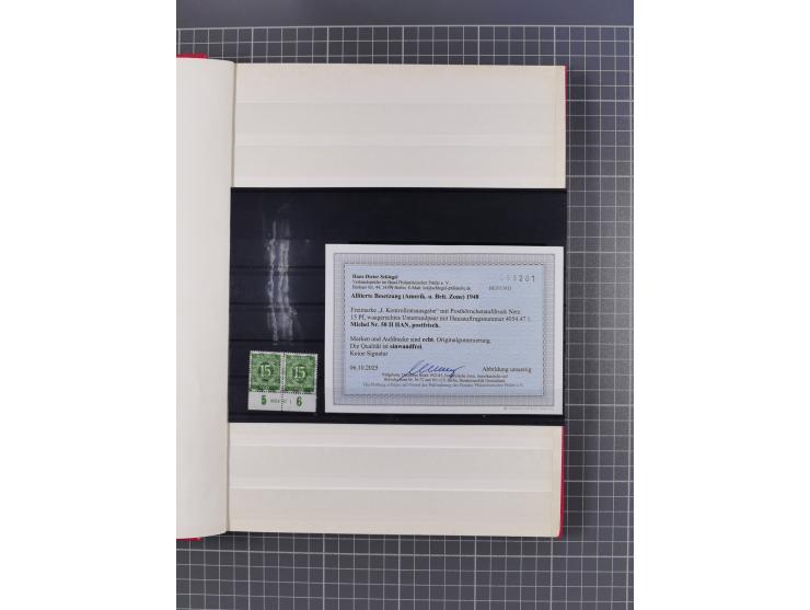 1945/48, Kontrollrat und Bizone, postfrische, ungebrauchte und gestempelte reichhaltige Partie in vier Steckbüchern, dabei me